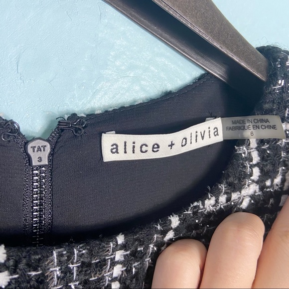 Alice + Olivia Black Tweed A-Line Mini Dress - Picture 5 of 6